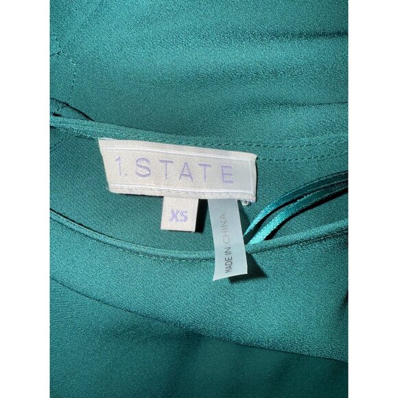 1. State Womens Pleated Sleeve Blouse XS Green - Picture 5 of 6